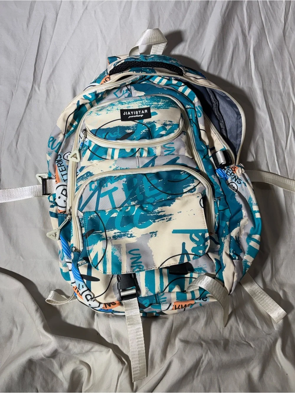 Blue & White Graphic Men's Backpack